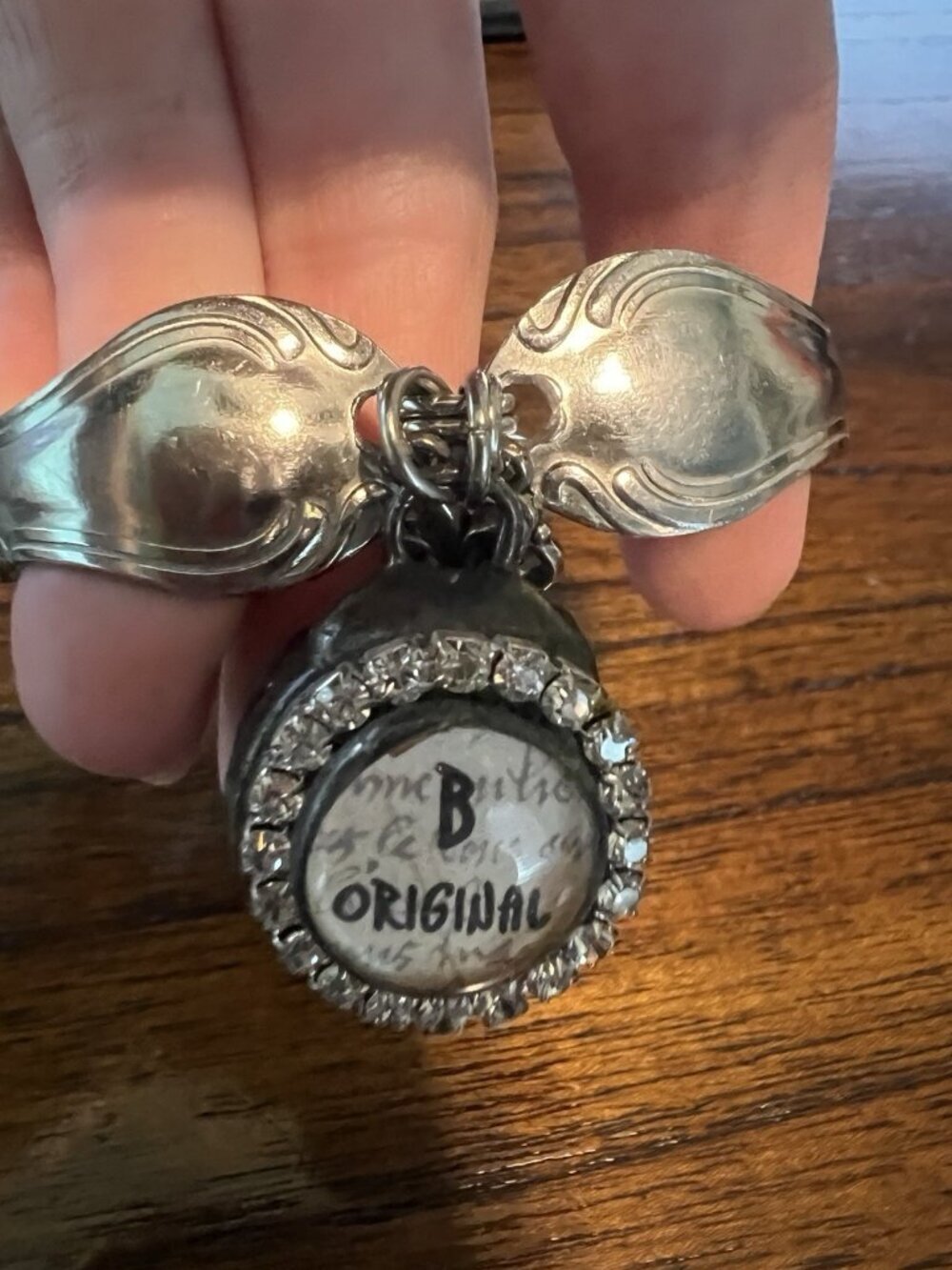 Repurposed Stainless Steel Spoon Bracelet B Original Charm - Picture 2 of 3
